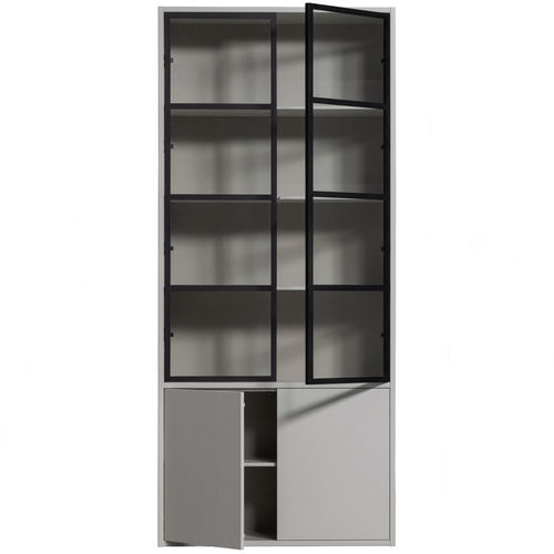 vtwonen 4-deurs vitrinekast Basic - Grenen - Mist - 230x101x40 - vtwonen shop