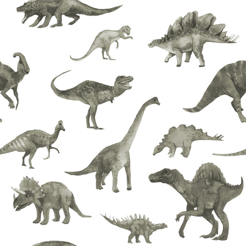 ESTAhome behang dinosaurussen groen grijs - 50 x 900 cm - 131199