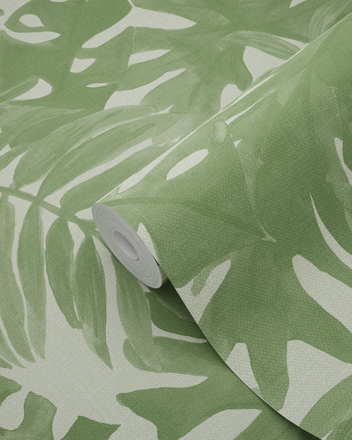 ESTAhome behang tropische bladeren vergrijsd olijfgroen - 53 cm x 10.05 m - 138990 - vtwonen shop