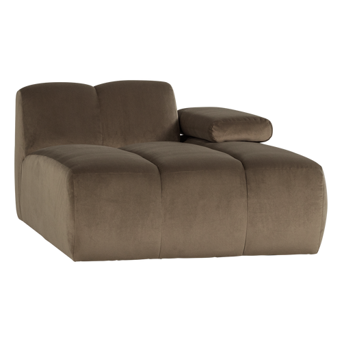 WOOOD chaise longue bank rechts Mojo - Velvet - Taupe - 74x124x162