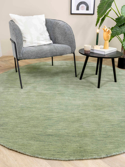 Vloerkleed MOMO Rugs Panorama Uni Rond Green 250 rond - vtwonen shop