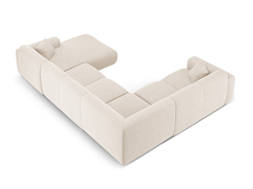 Cosmopolitan Design Panoramische hoekbank links Nolio 6-zits, chenille lichtbeige - 252x342x72cm