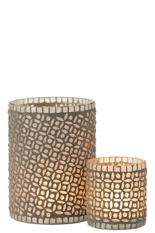 J-Line windlicht Patroon - glas - grijs - vtwonen shop