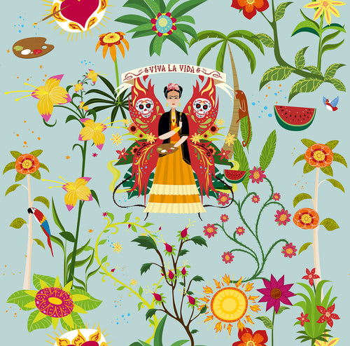 Walls4You behang tropische bladeren en bloemen lichtblauw en meerkleurig - 53 cm x 10 m - 640124 - vtwonen shop