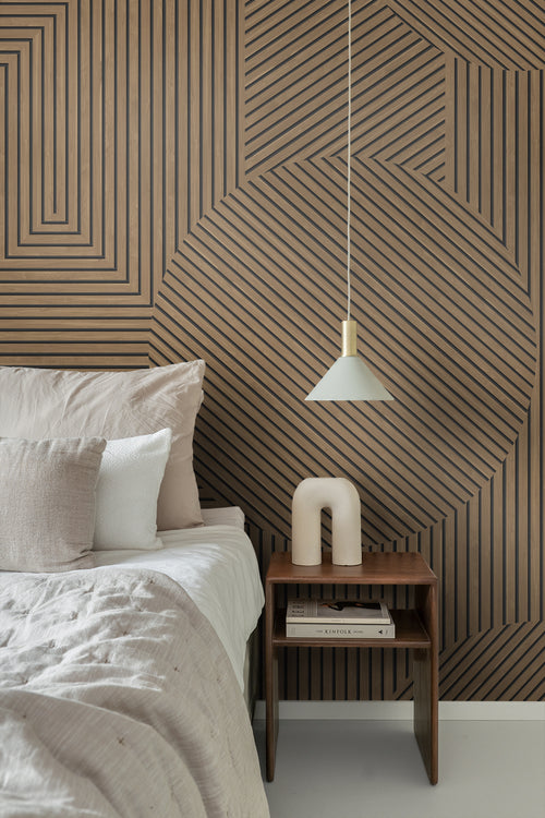 Origin Wallcoverings fotobehang 3D-houtmotief bruin - 300 x 279 cm - 357314 - vtwonen shop