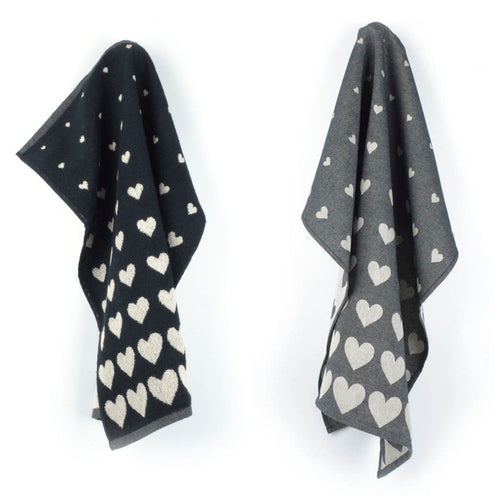 Luxe Keukendoek en Theedoek Hart Zwart - Bunzlau Castle - 100% biologisch GOTS katoen