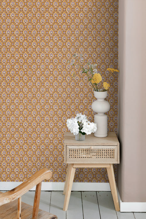 ESTAhome behang vintage bloemen bruin en lila paars - 50 x 900 cm - 131541 - vtwonen shop