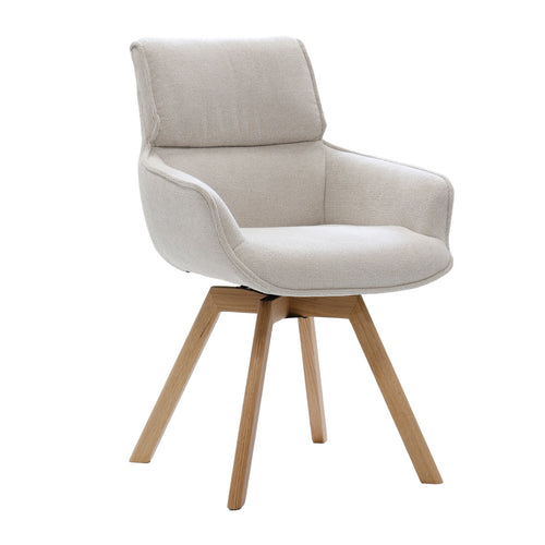 Giga Meubel Eetkamerstoel Else - Draaibaar - Stof/Eikenhout - Beige - Set van 2 - vtwonen shop