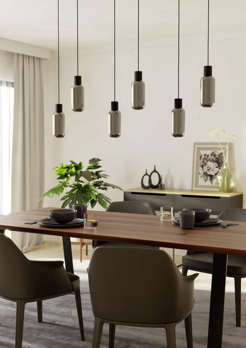 EGLO hanglamp Majone - e27 - smoke glas - 138 cm - zwart