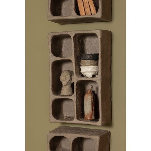 WOOOD wandkastje Clay - Papier Mache - Grijs - 70x45x23
