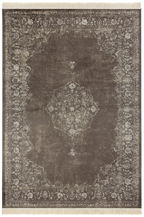 Oriental Velvet Carpet with Fringes Oriental Vintage Medaillon 135x195 cm