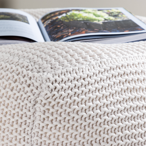 Nest living Lianne Gevlochten Ronde Poef Crème - Ø 60 cm