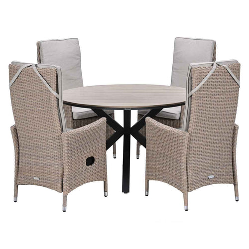 Garden Impressions Tuinset Collin 5-delig - Tulli tuintafel Ø122x75 cm