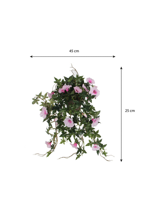 Mica Decorations Petunia Kunst Hangplant in Bloempot Stan - L25 x B45 x H50 cm - Roze