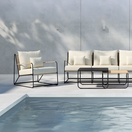 Nest outdoor Paolo 4 delige tuin loungeset beige/zwart