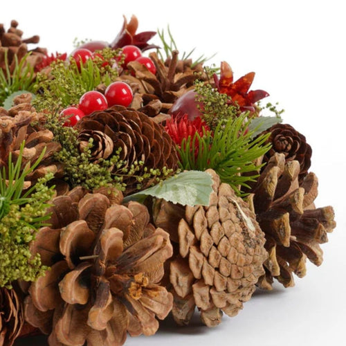 Mica Decorations Kerstkrans Landon H9 x Ø45 cm - Deurkrans met Dennenappels - Kerst Krans Deur en Tafel - Multifunctionele Kerstversiering -
