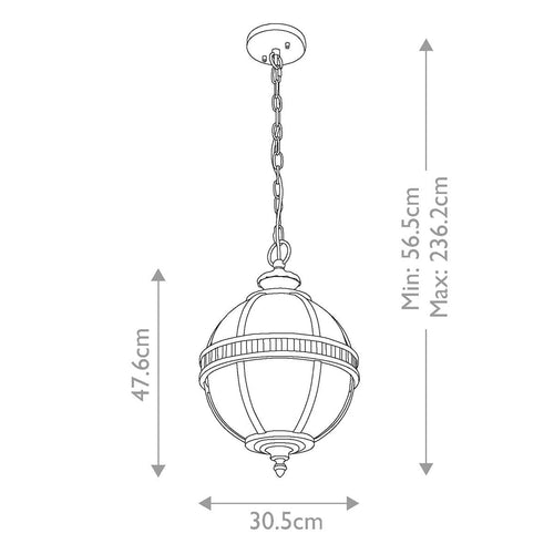Elstead Halleron Halleron kettinglantaarn, hanglamp voor buiten, geborsteld brons, IP44