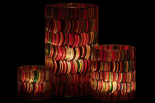 J-Line windlicht Mozaiek Curve - glas - mix - large