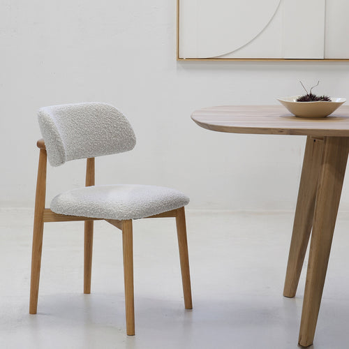 Giga Meubel Eetkamerstoel Lexi - Eikenhout/Polyester - Beige - Set van 2