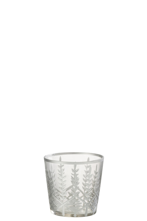 J-Line windlicht Chloe - glas - transparant/zilver - small - 2 stuks