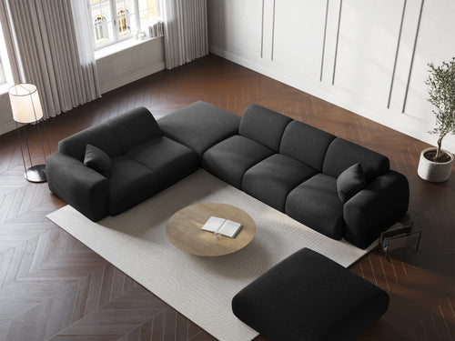 Cosmopolitan Design linker hoekbank Nolio 4-zits, chenille, zwart - 250x315x72cm