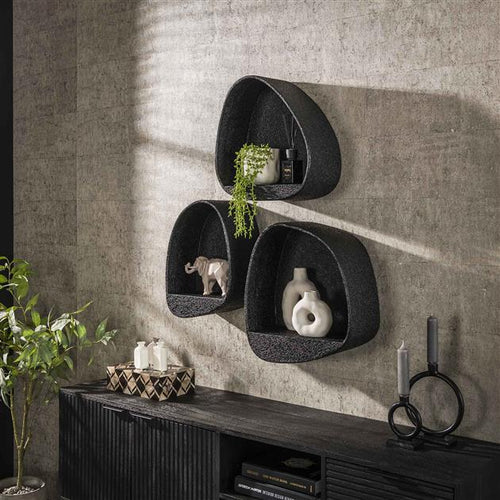 Giga Meubel Wandschap Metallic Breed - Grijs Metaal - 43x21x48cm
