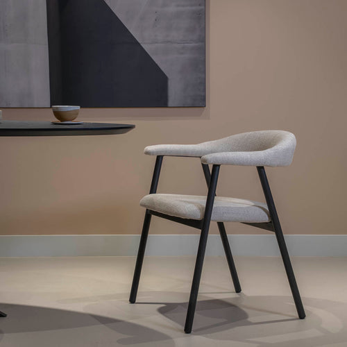 Giga Meubel Eetkamerstoel Mila - Beige/Zwart - 56x54x76cm - Set van 2