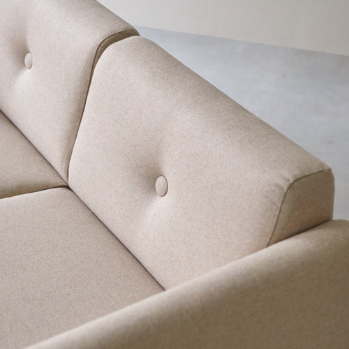 Tikamoon 2-zitsbank van massief eiken en ecru wol - Beige