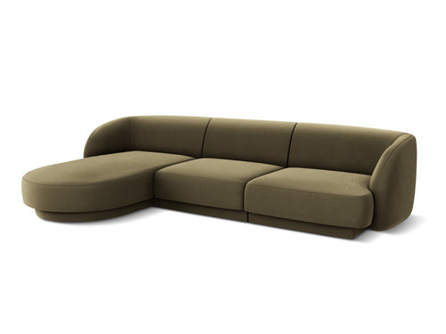 Micadoni linker hoekbank Miley 4-zits, flueel, groente - 156x255x70cm