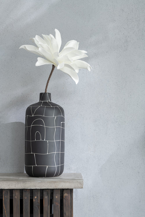 J-Line bloem Tak Korte Bladeren 1 Kop Eva - polyresin - wit - 12 stuks - vtwonen shop