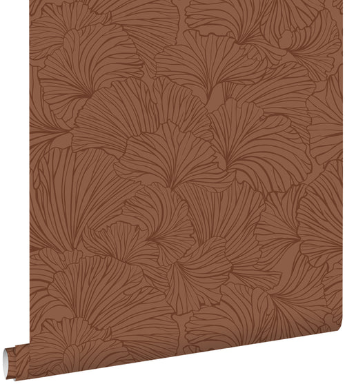 ESTAhome behang ginkgo bladeren terracotta - 0.53 x 10.05 m - 139617 - vtwonen shop