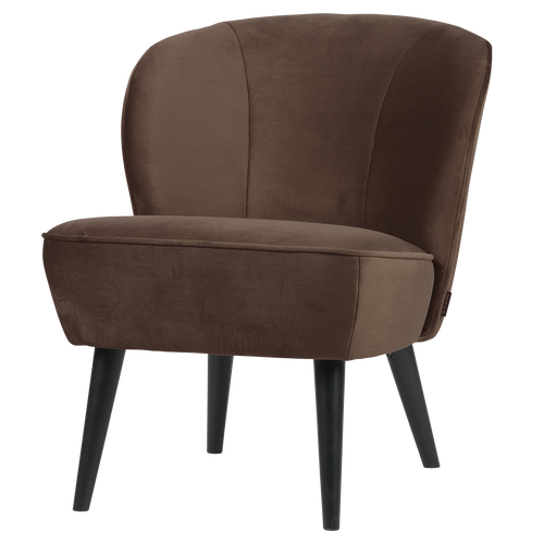 WOOOD fauteuil Sara - Velvet - Donkerbruin - 71x59x70