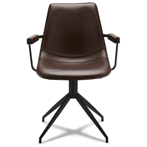 Furnhouse eetkamerstoelen armleuning Isabel - Donkerbruin - Kunstleer - Set van 4