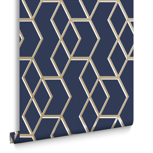 Graham & Brown Vliesbehang - Archetype Navy Gold - 10mx52cm - vtwonen shop