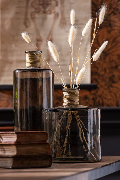 J-Line vaas Safari Breed - glas - lichtbruin - small - Ø 20 cm - vtwonen shop