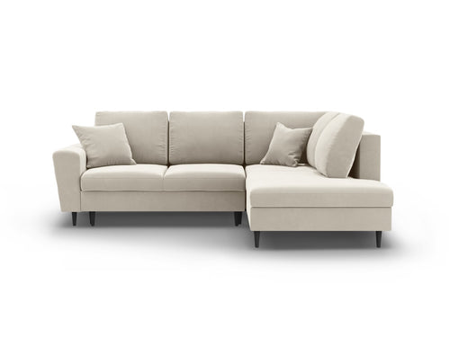 Cosmopolitan Design Converteerbare hoekbank rechts met opbergdoos Kyoto 5-zits, flueel lichtbeige - 194x243x88cm