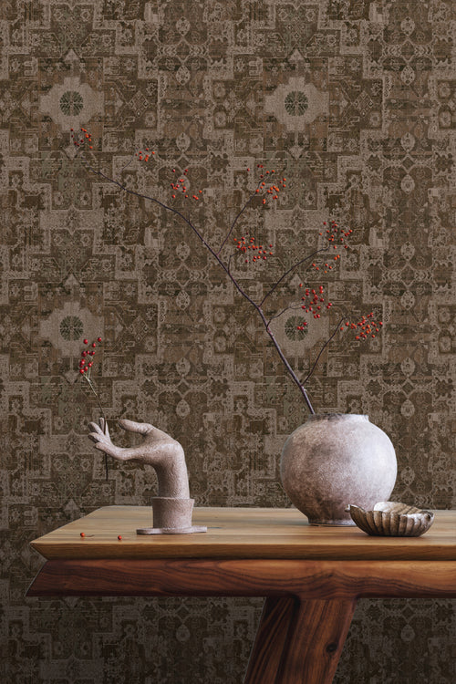 ESTAhome behang oosters kelim tapijt bruin - 50 x 900 cm - 131360 - vtwonen shop