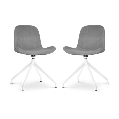 Nolon Nola-Fé Draaibare Eetkamerstoelen Set van 2 Velvet Grijs - Wit - vtwonen shop