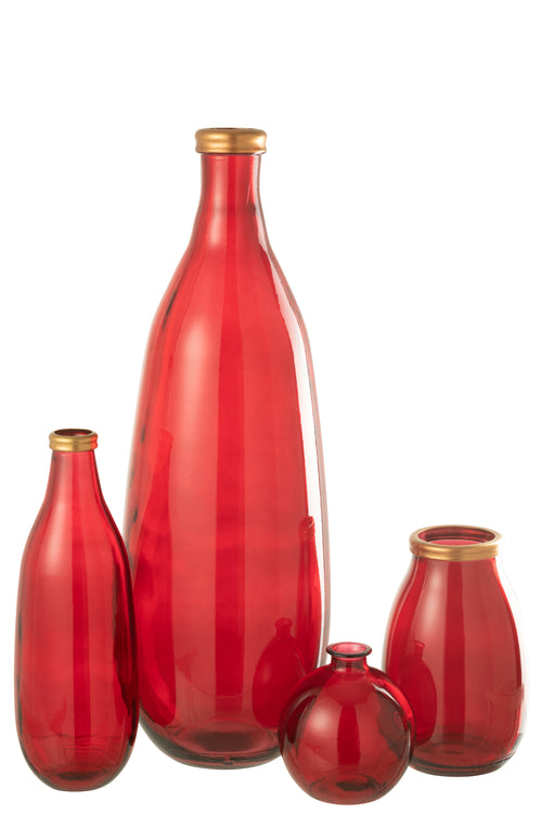 J-Line vaas Bal - glas - rood - Ø 16 cm