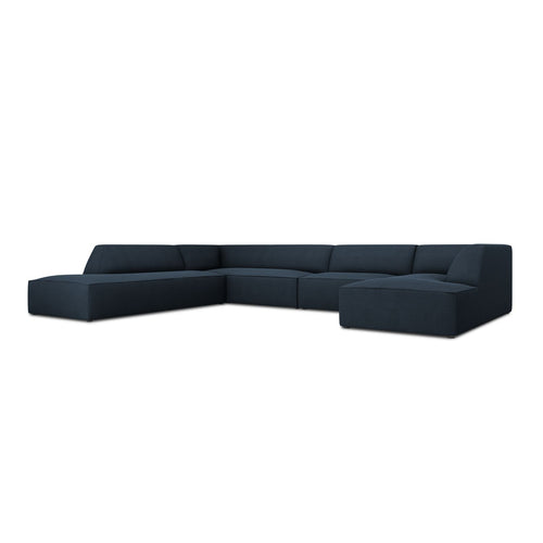 Cosmopolitan Design - Panoramische hoekbank links Siena 7-zits, structurele stof marineblauw - 273x366x69cm