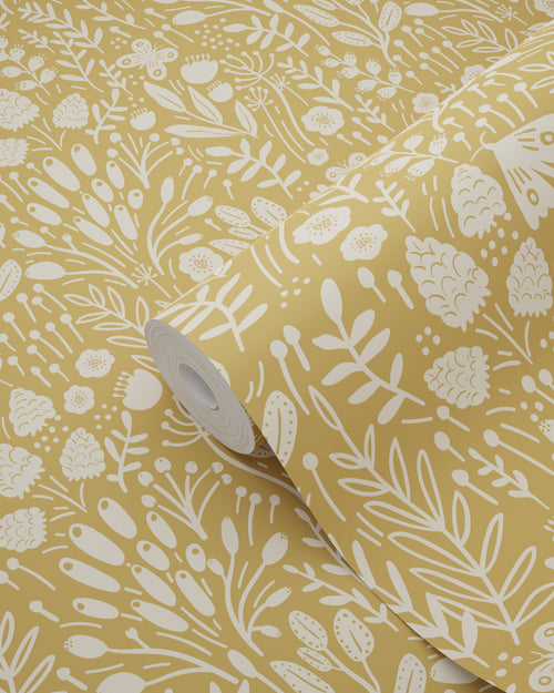ESTAhome behang bloemetjes okergeel - 50 x 900 cm - 131252 - vtwonen shop