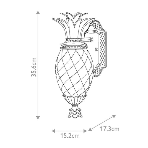 1-flammige kleine Wandlaterne für den Außenbereich, brünierte Bronze, IP44