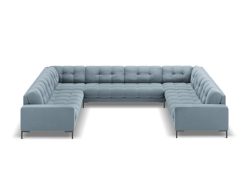 Cosmopolitan Design Panoramische bank Bali 9-zits, flueel, lichtblauw - 256x327x75cm