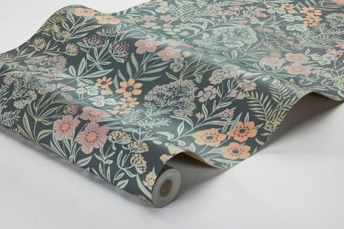 Borastapeter behang veldbloemen roze, groen en bruin - 53 cm x 10.05 m - 660351 - vtwonen shop