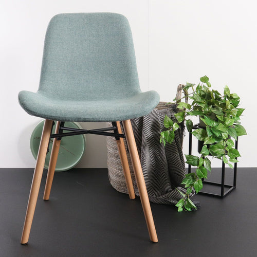 Nolon Nena-Fé Eetkamerstoel Zacht Groen - Stof - Houten Poten - vtwonen shop