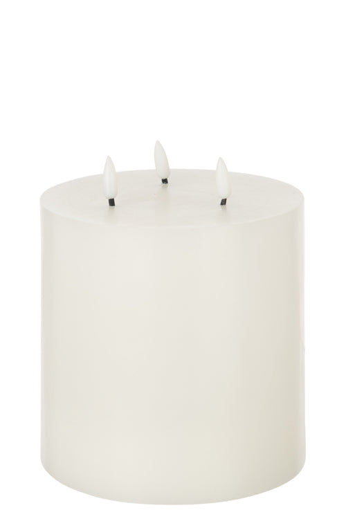 J-Line cilinderkaars 3 Vlammen - wit - large - LED lichtjes