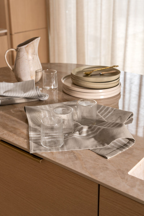 Walra - Keukenset Superior Kitchen Set - 2x 50x70 + 1x 50x50 cm - Taupe / Wit