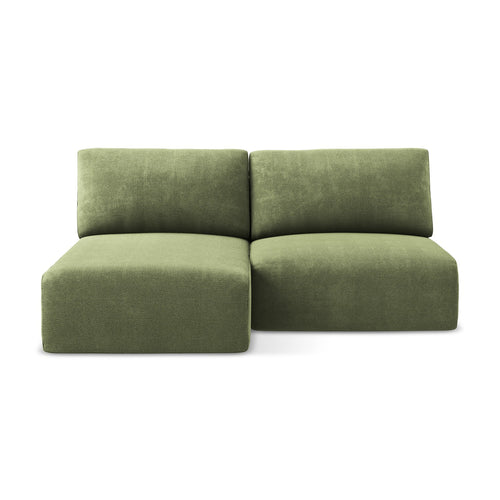 LaMiaSofa hoekbank links Ostia - chenille stof - groente - 210x149x79