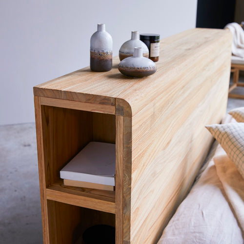 Tikamoon Hoofdbord met opbergruimte van massief teakhout 165 cm - Naturel - vtwonen shop