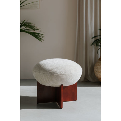 Housecraft Living Ufo Poef op Houten onderstel Rond 51 cm Beige/ Bruin - vtwonen shop